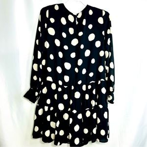 Who What Wear Black Polka Dot Swing Dress L
